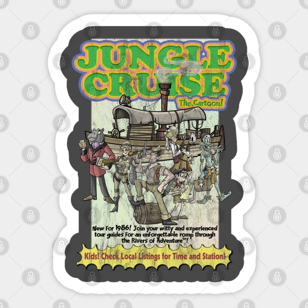 Jungle Cruise, The Cartoon! (distressed version) Sticker by The Skipper Store